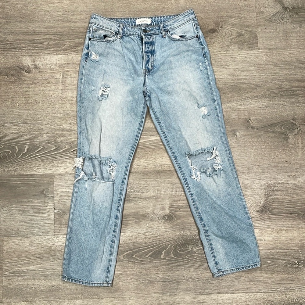 Carly Jean Los Angeles Light Blue Straight Leg Jeans